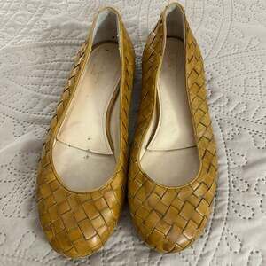 Cole Haan Women's Yellow Woven Leather Ballet Flats